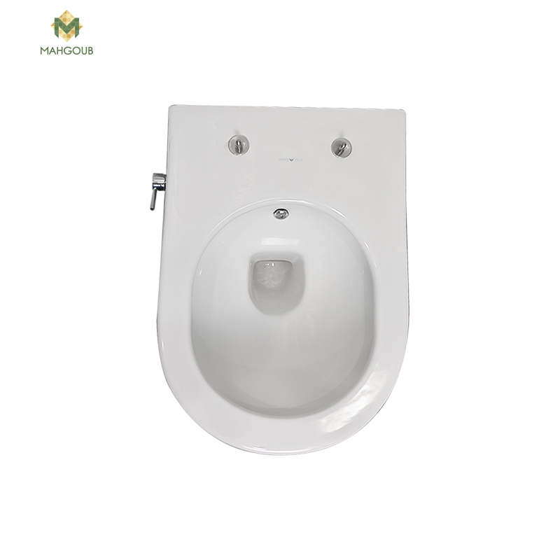 Wall mounted toilet with sprayer white ville round with sprayer white image number 1