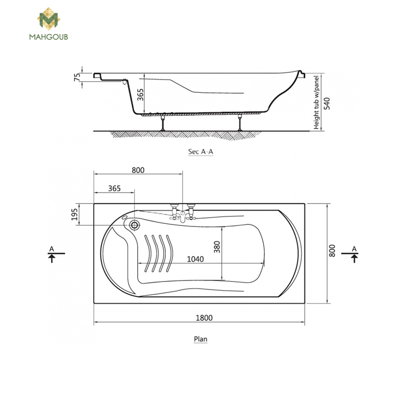 Bathtub with front panel & 2 side panel ideal standard space with seat 180x80 cm pergamon image number 1