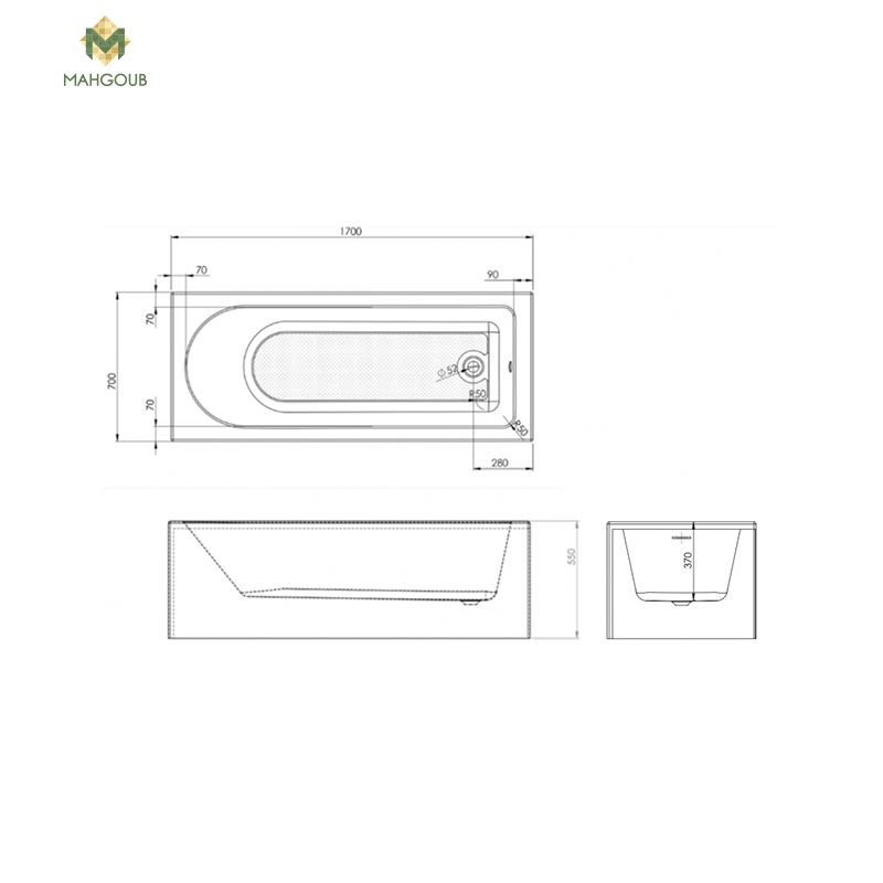 Bathtub with front panel sanipure trevi 170x70 cm white image number 1