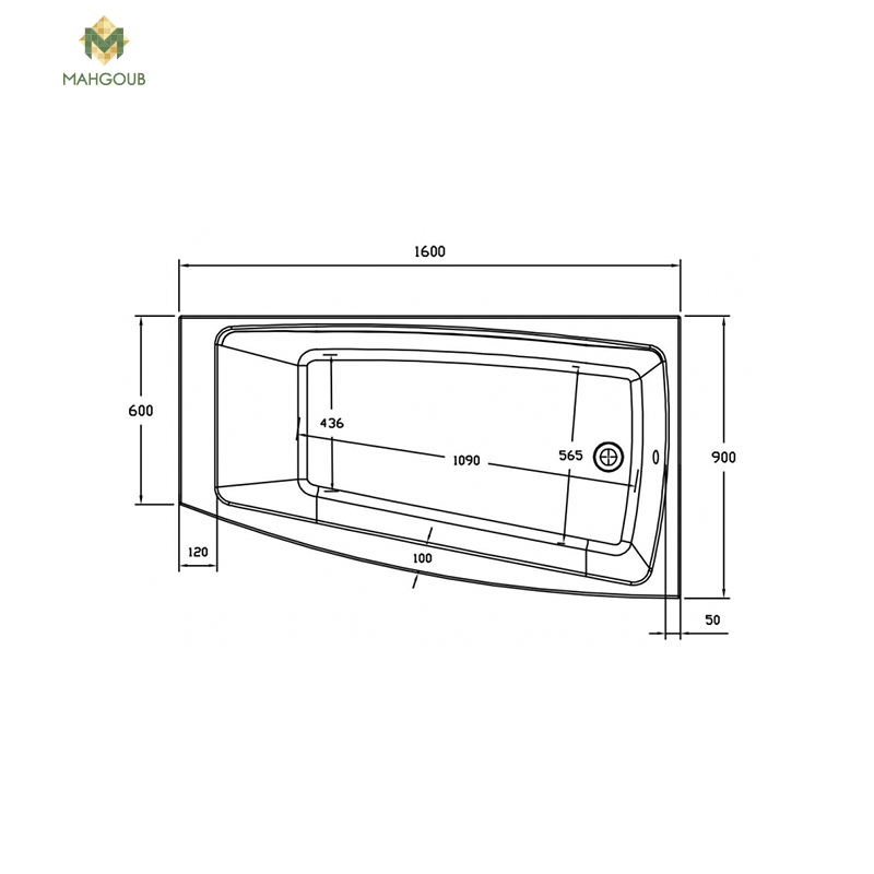 Bathtub duravit castillo right 160x90 cm without side panel white image number 1