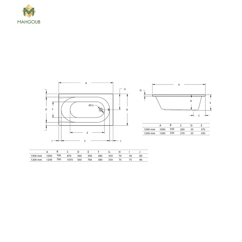 Bathtub duravit venice 100x70 cm without side panel white image number 1