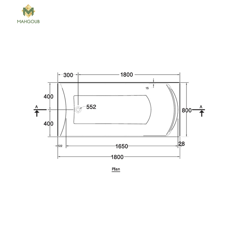 Bathtub ideal standard concerto 180x80 cm without side panel white image number 1