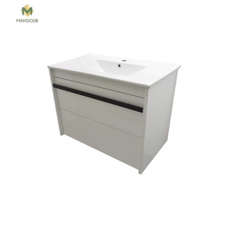 Furniture unit sonia essentaldue 80 cm with the basin 2 drawers White image number 0