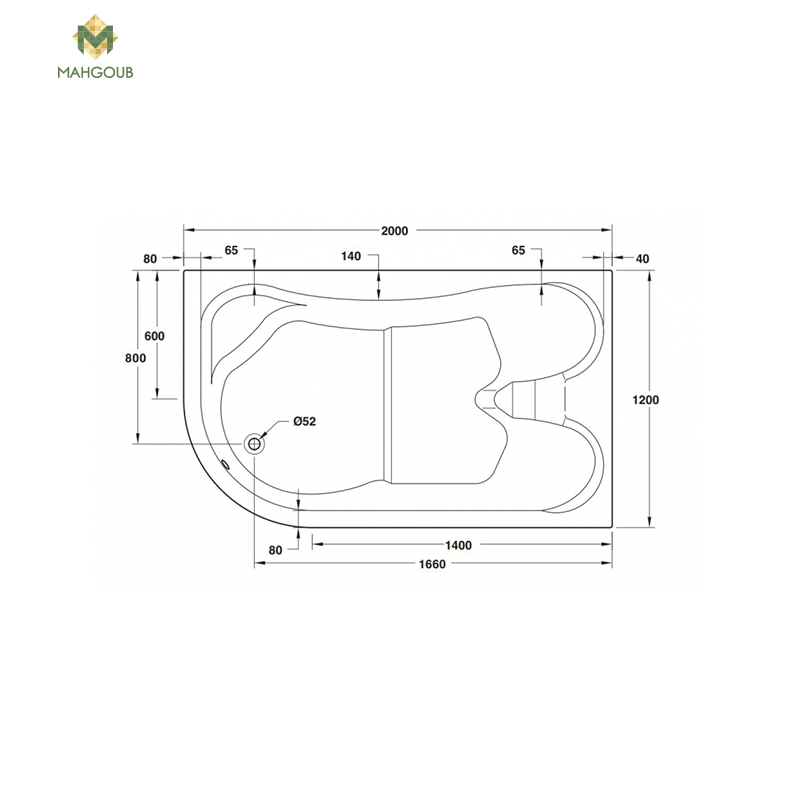 Jacuzzi duravit duet 120 x 200 cm longitudinal right side 32 jet white image number 1