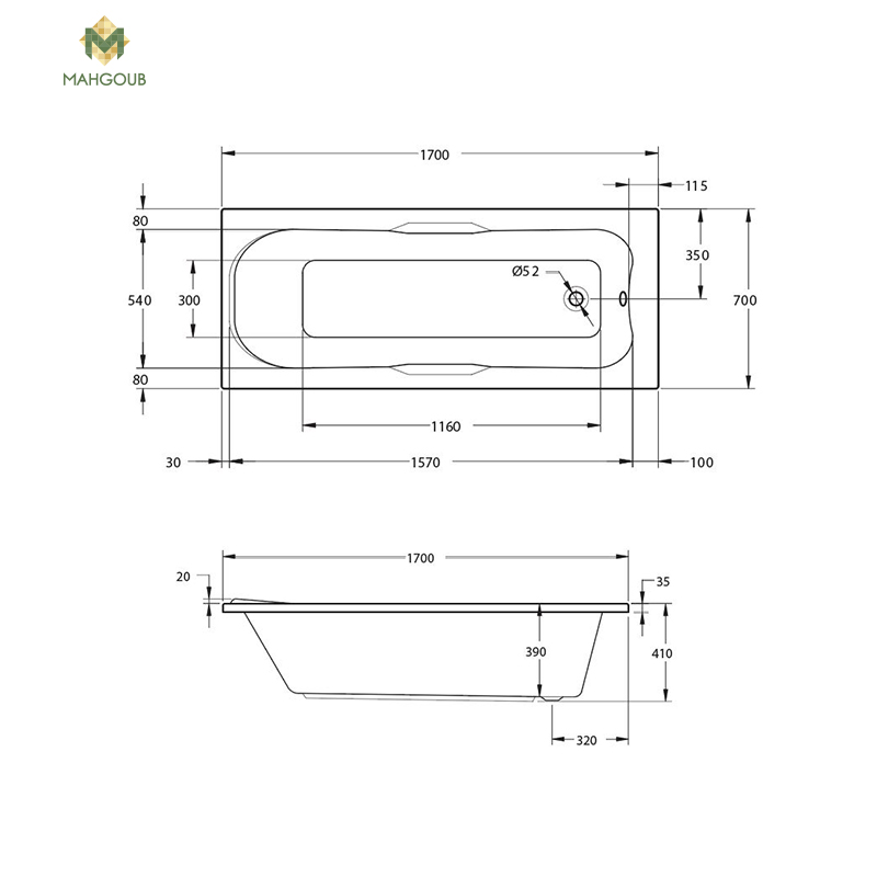 Bathtub duravit ibiza 170x70 cm front panel & side panel white image number 1