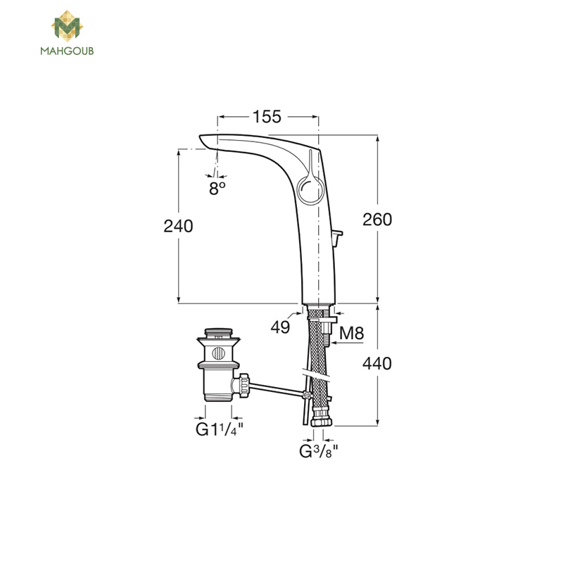 Basin mixer roca insignia high with side handel chrome a5a343ac00 image number 1