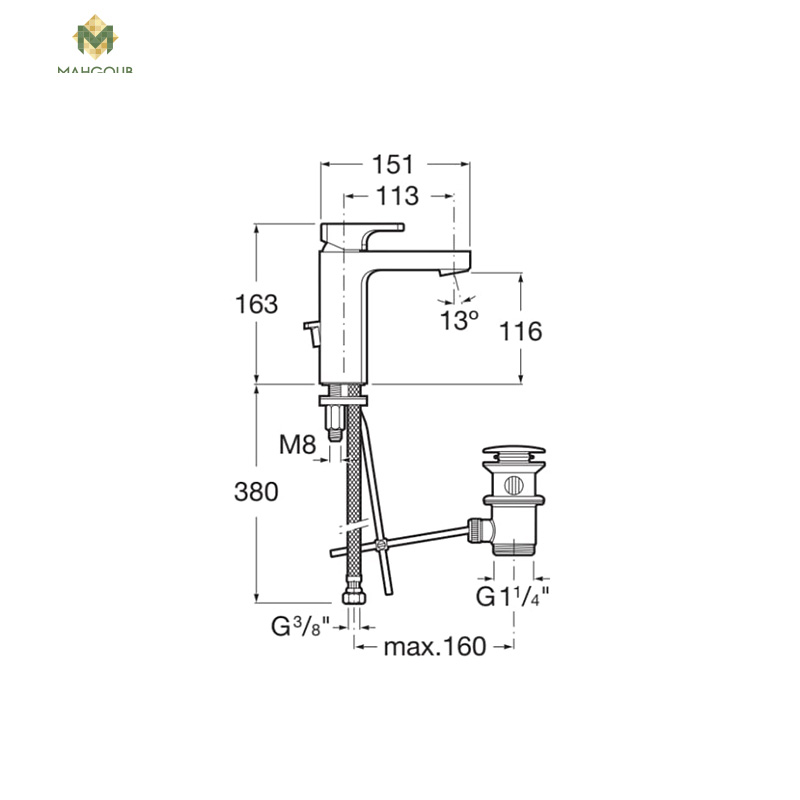 Basin mixer roca l90 chrome a5a3e01c00 image number 1