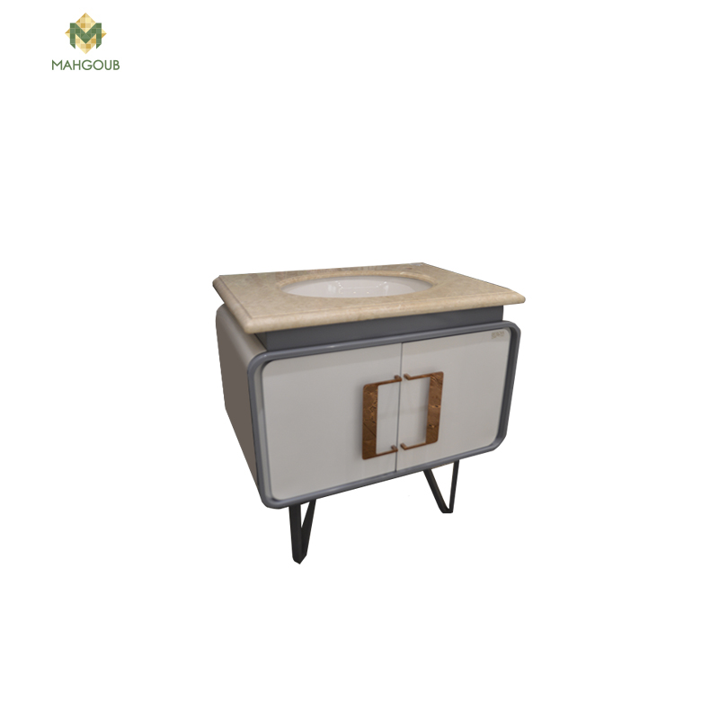 Furniture unite 53 x 80 cm with basin and marble and mirrors grey x white b-r c121 image number 1