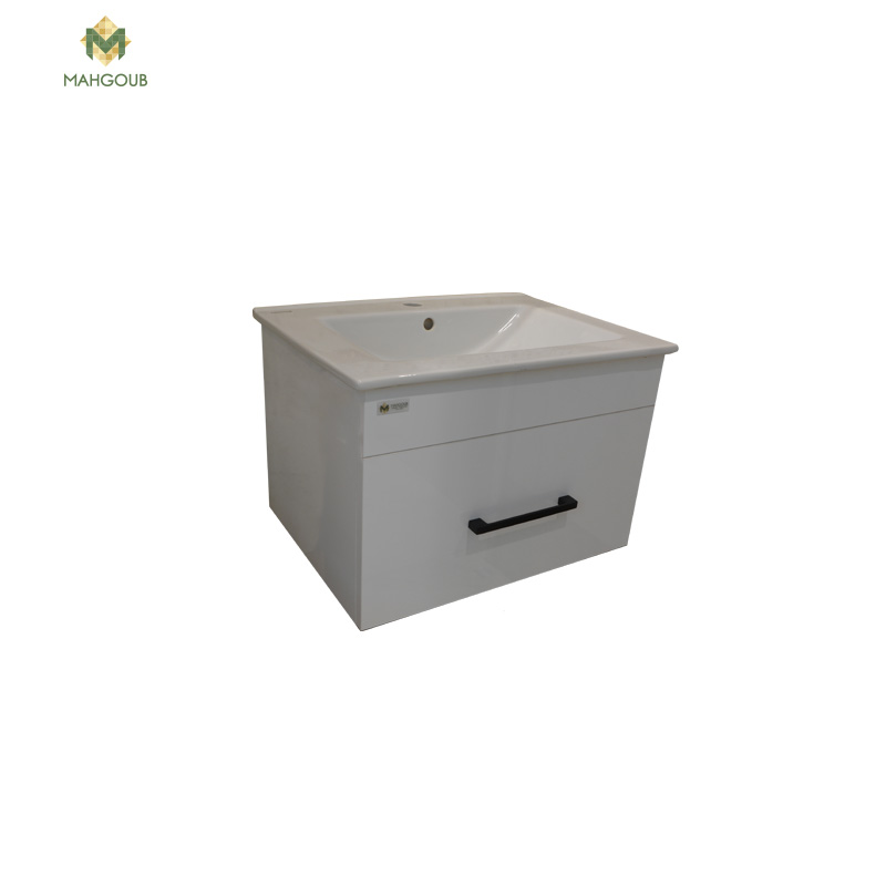 Furniture unite 60 cm with basin 1 drawer white b-r m-ec 602 image number 1