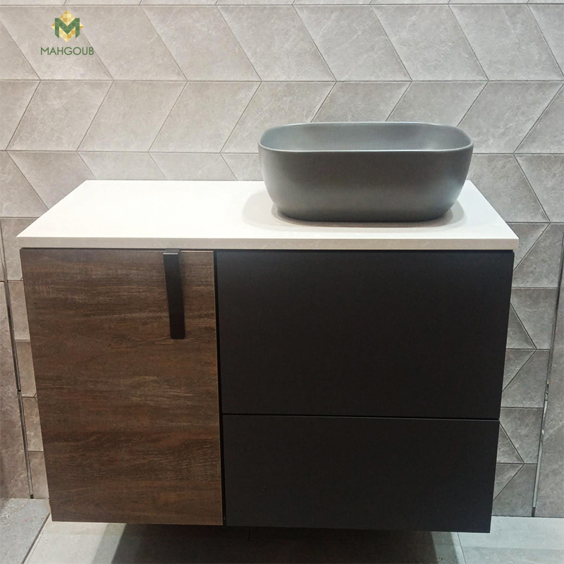 Console Sonia Evolve 100 Cm Black Handle + Marble Without Sink Dark Grey X Light Grey image number 1