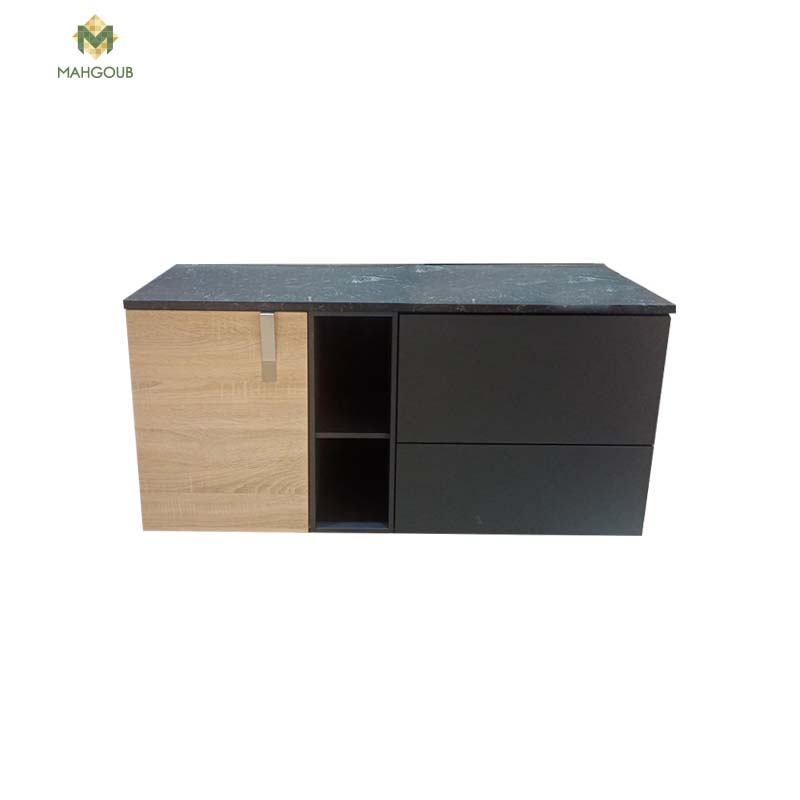 Console Sonia Evolve 120 Cm With Handle Chrome Matte And Marble Black Without Sink Dark Grey X Beige image number 0