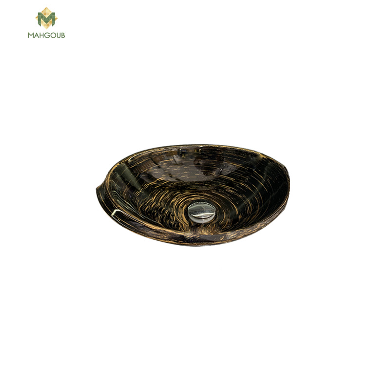 Decorative basin 32*41 cm oval black x copper ah-26 image number 0