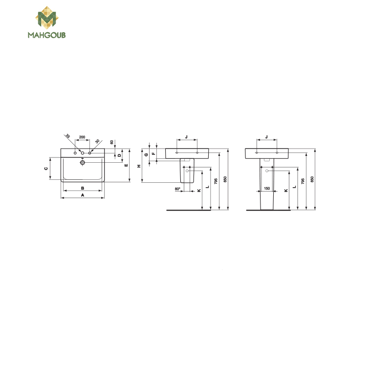 Basin ideal standard connect 70 cm white g812801 image number 1