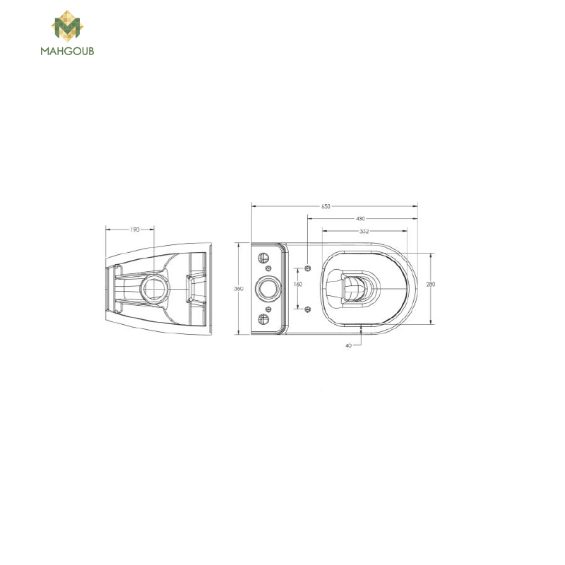 Sticking to wall toilet sanipure vega with toilet shower and drain p/s pergamon with out toilet cover 2103490178 image number 1