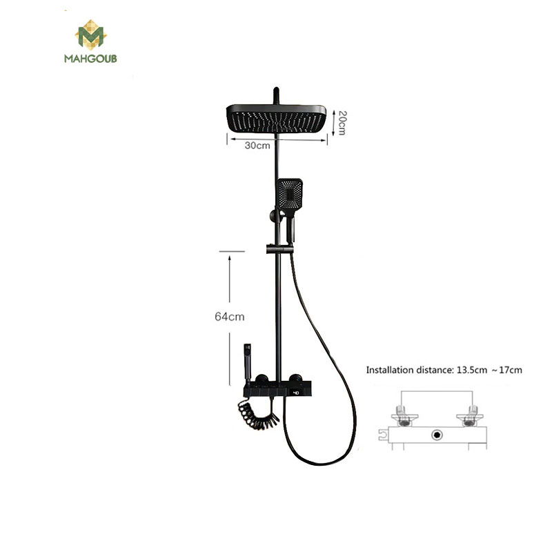 Thermostat-shower-set-city-market-includes-5-in-1-shower-mixer-and-shower-head-and-arm-black image number 1