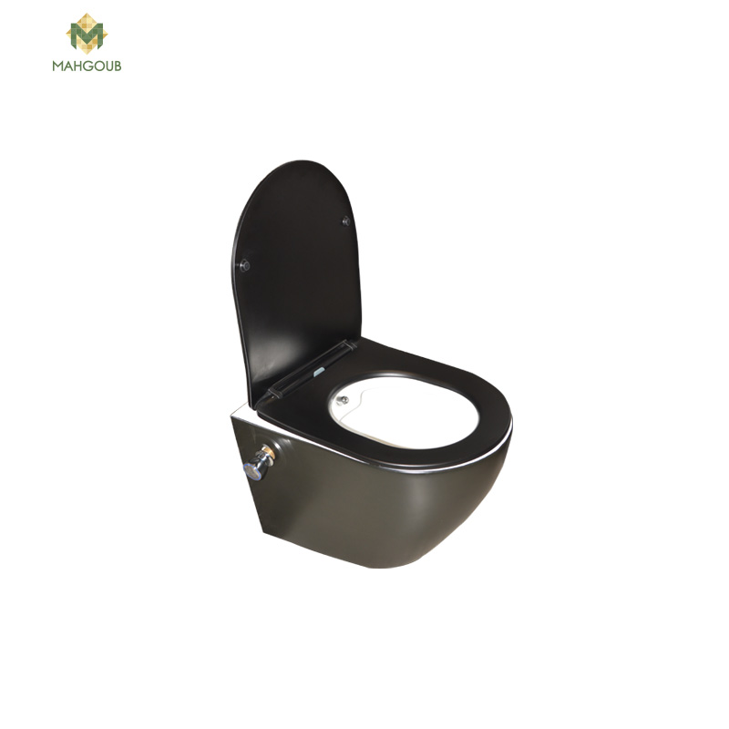 Wall Mounted Toilet Circular without toilet seat cover Black X White Matt 0114-pmbw image number 1