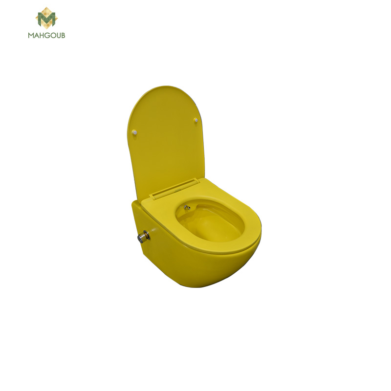 Wall Mounted Toilet Circular with toilet seat cover Yellow Matt F1-5616-001y image number 1