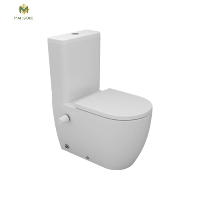 Sticking to wall toilet set sanipure vega white with toilet seat cover and toilet tank