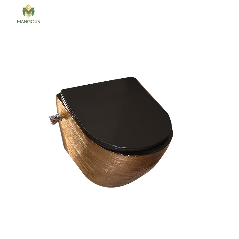 Wall Mounted Toilet Round Shape Including Cover Seat Rose Gold X Black 0114-rlb image number 0