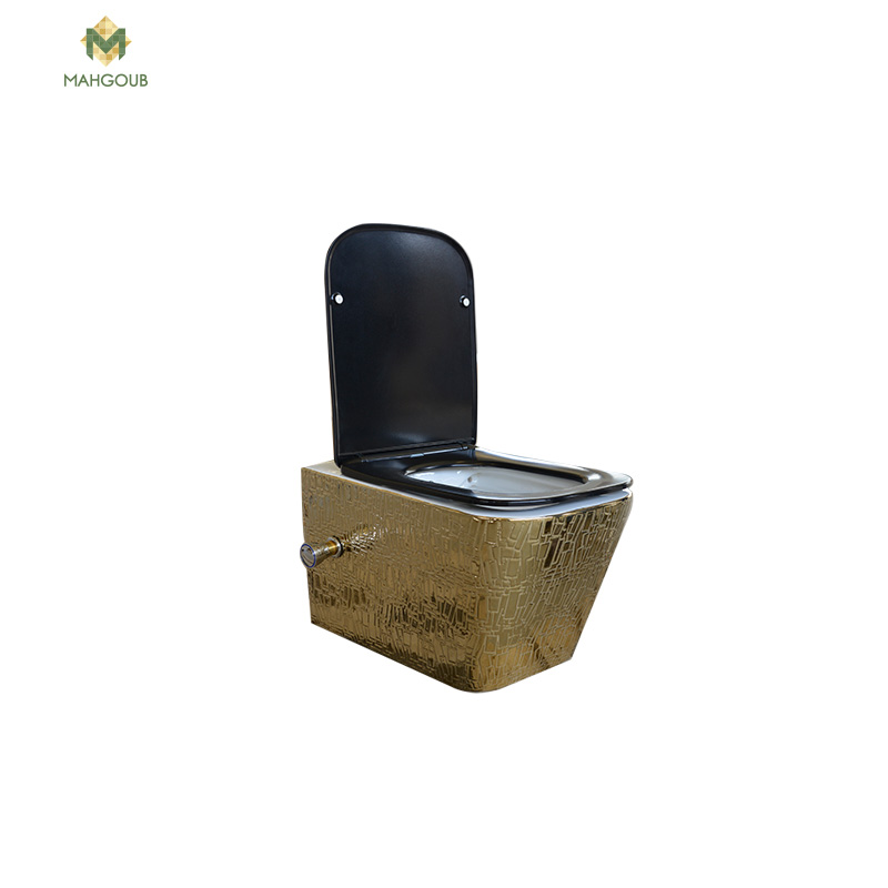 Wall Mounted Toilet Crocodile skin shape square including toilet cover WHITE x GOLD 2364-TGW image number 1