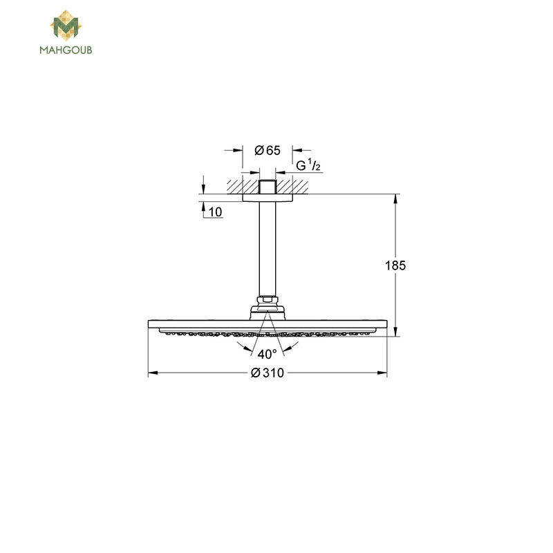 طاسة شاور جروهي راين شاور دائرى 310مم بالماسوره راسى اسود 26067A00 image number 1