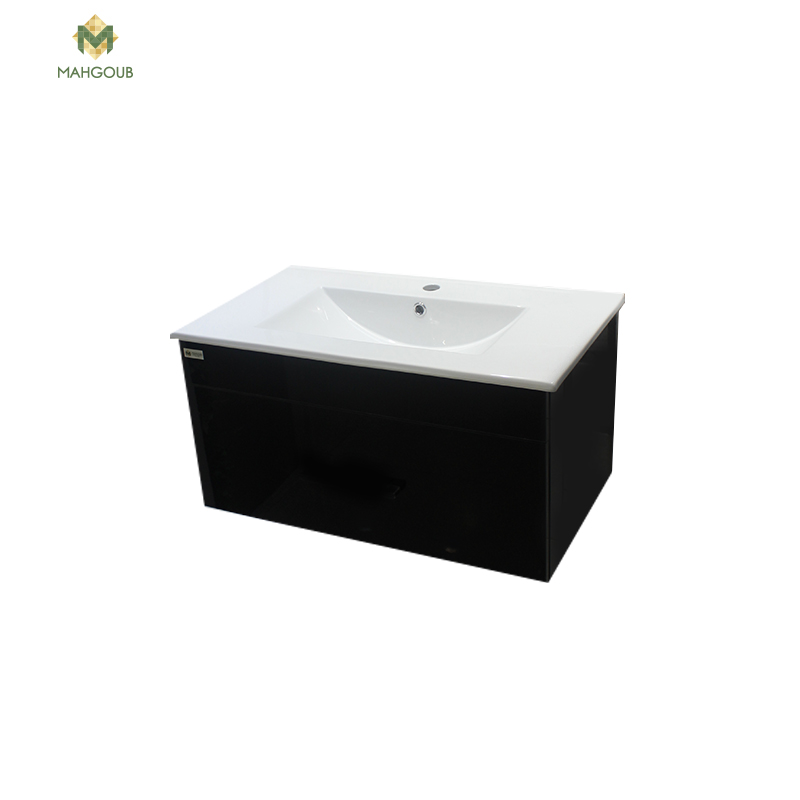 Unit 80 cm with basin and drawer black m-ec 802