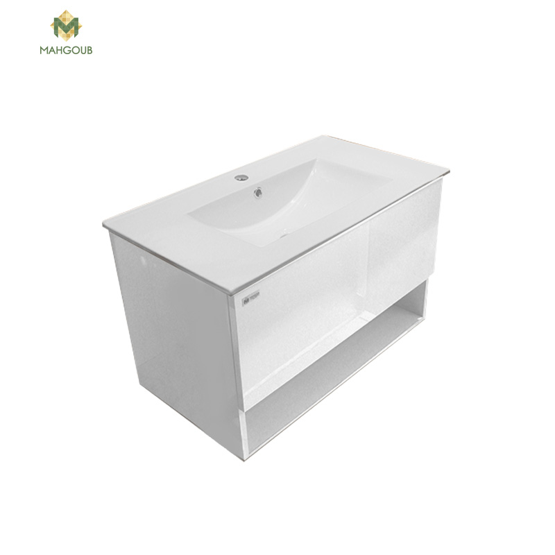 Unit 80 cm with basin and drawer white m-ec 8013 image number 0