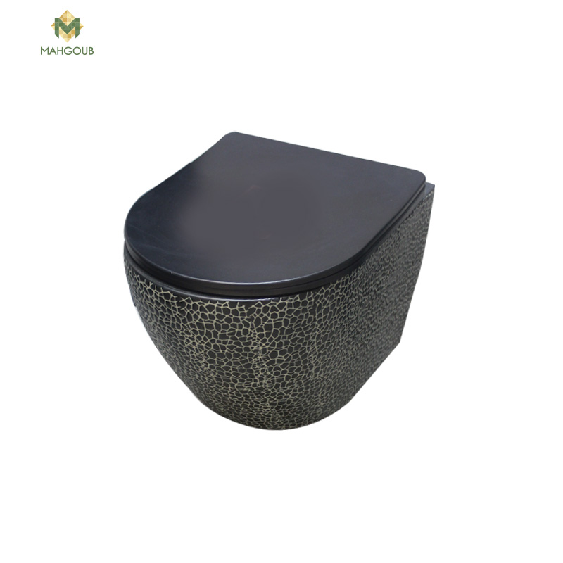 Wall mounted toilet circular with toilet seat cover black 0114-mbmb