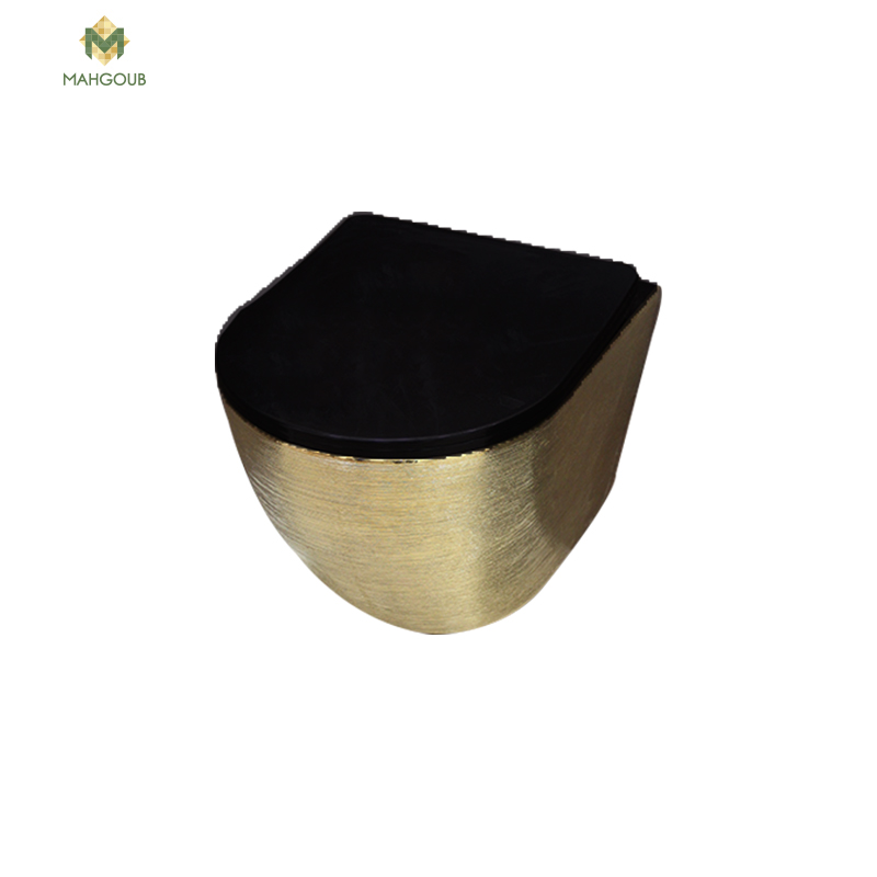 Wall mounted toilet circular with toilet seat cover black x gold 0114-glb image number 0