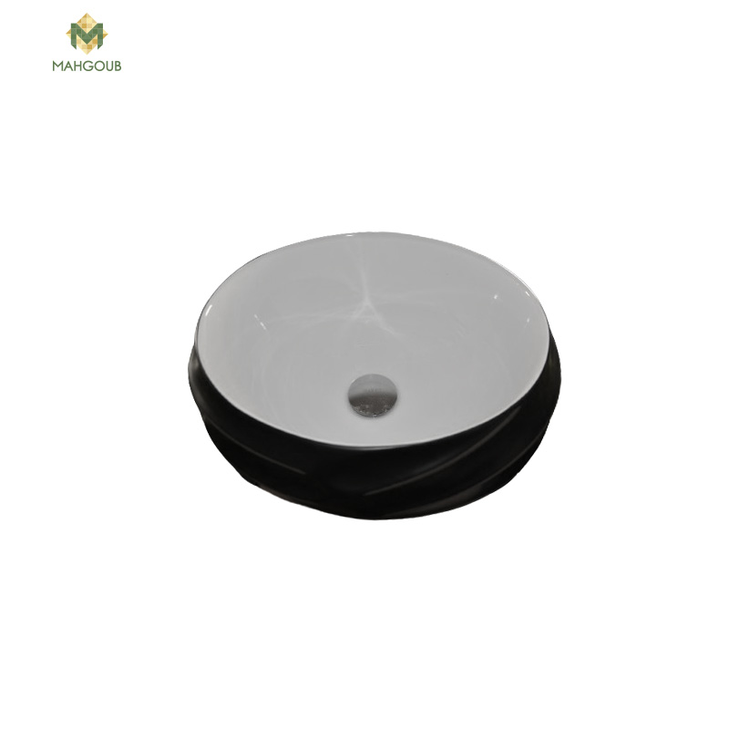 حوض ديكور 38.5*45.5 سم بيضاوى مضلع ابيض * اسود AH-18 image number 1