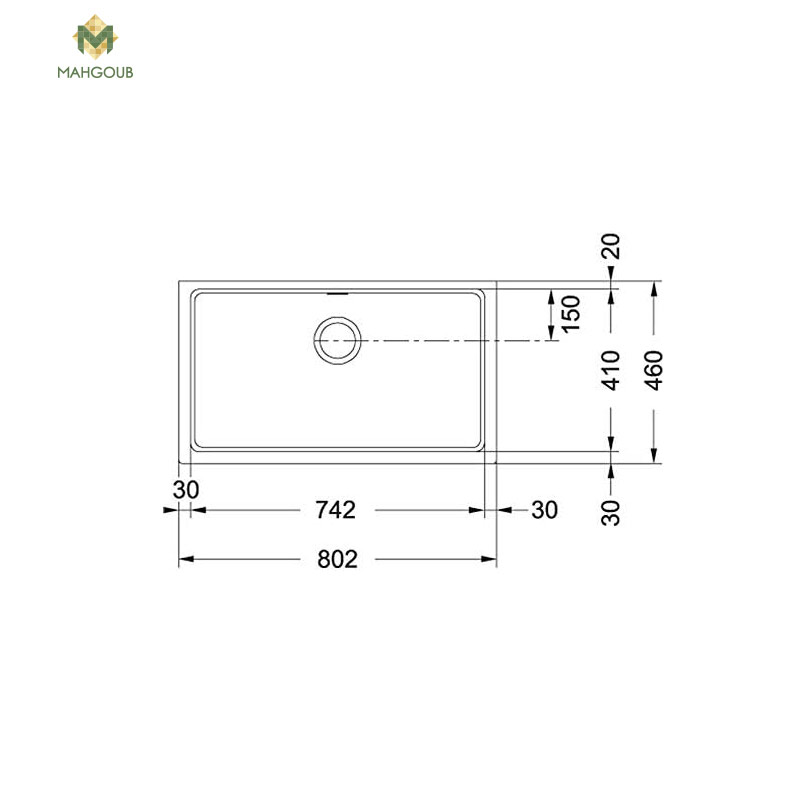 Granite kitchen sink franke 46x80 cm with popup wast and overflow black 125.0250.193 image number 1