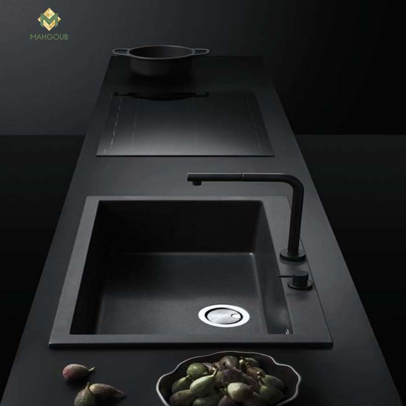 Granite kitchen sink infinity with 1 slot 45x68 cm black gra-009 image number 2