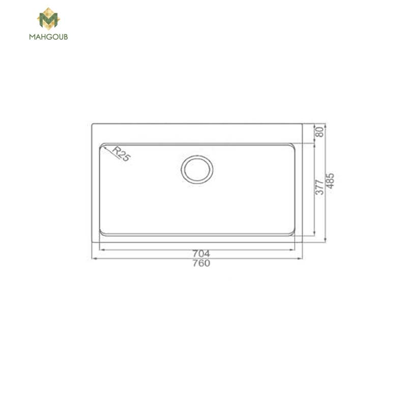 Granite kitchen sink infinity with 1 slot 48x76 cm black gra-006 image number 1