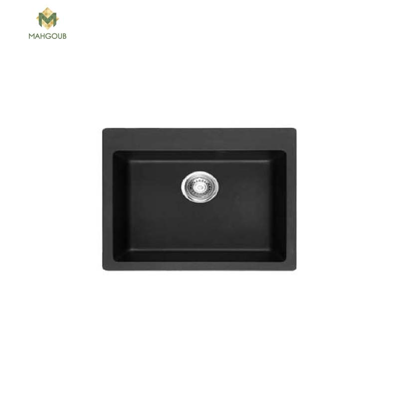 Granite kitchen sink infinity with 1 slot 52x62 cm black gra-004