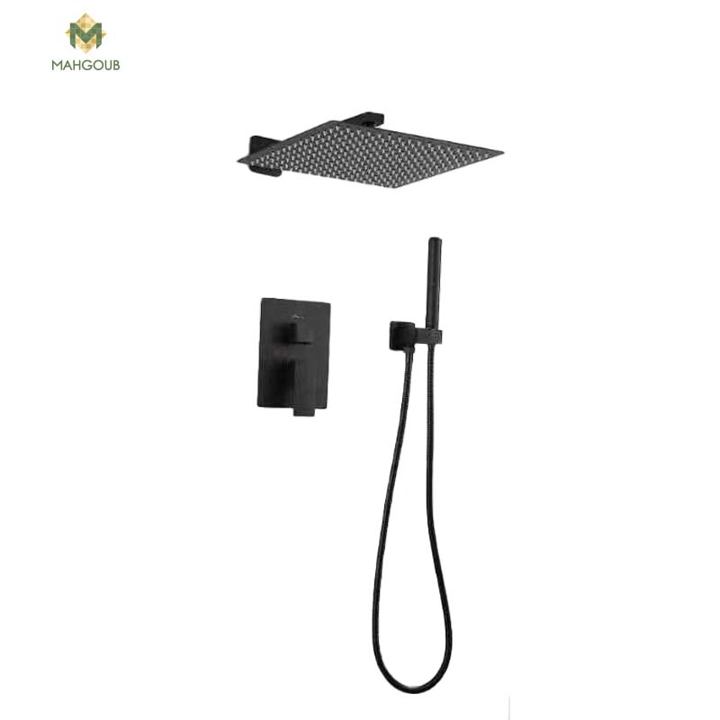 Shower head gawad 30x30 cm Buried with the shower hand black ebox-00222b image number 0