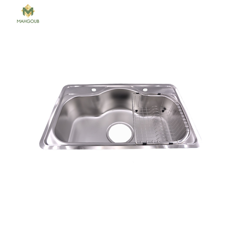 Stainless steel kitchen sink ukinox 50x80 cm with drainage + net chrome uk800 image number 0