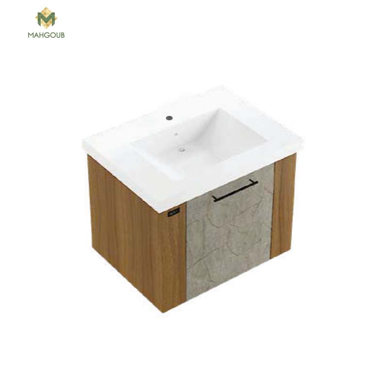 Unit 60 Cm With Sink 1 Drawer With Handle Gray × Brown 02-aris Gray image number 1