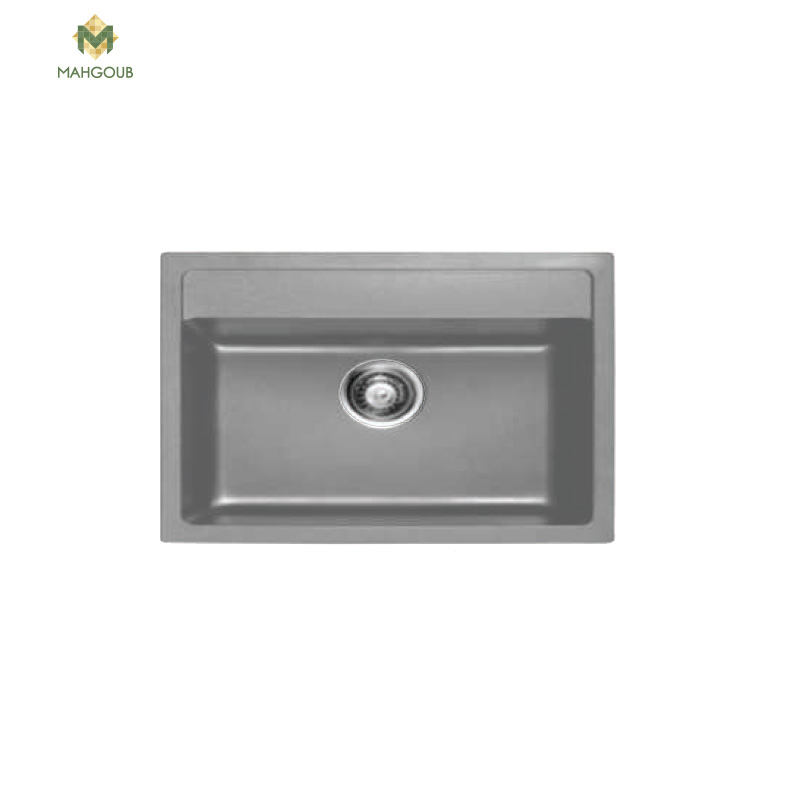 Granite kitchen sink infinity 46x58 cm with popup waste dark grey gra-008 image number 0