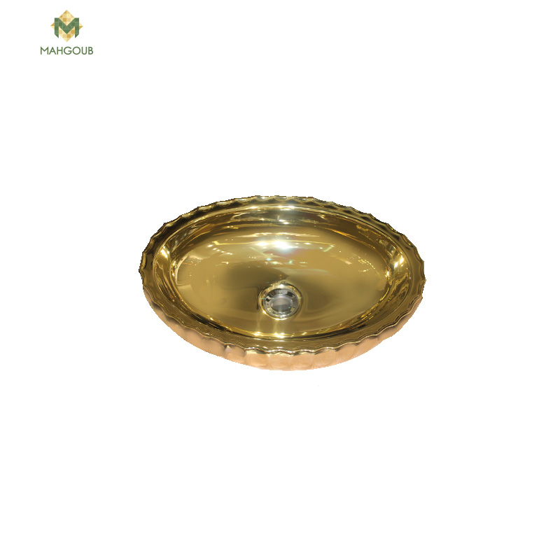 Decorative Sinks 32x47.5 cm Oval with Facets Gold Glossy AH-9 image number 0