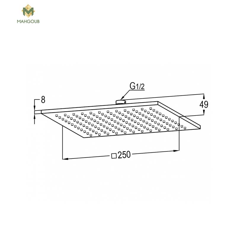 طاسة شاور كلودي راك  مربع 25 سم كروم 45125 image number 1