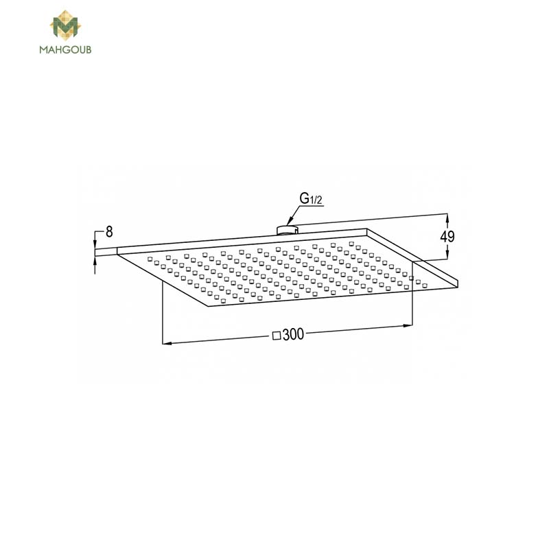 طاسة شاور كلودي راك مربع  30 سم كروم 45130 image number 1