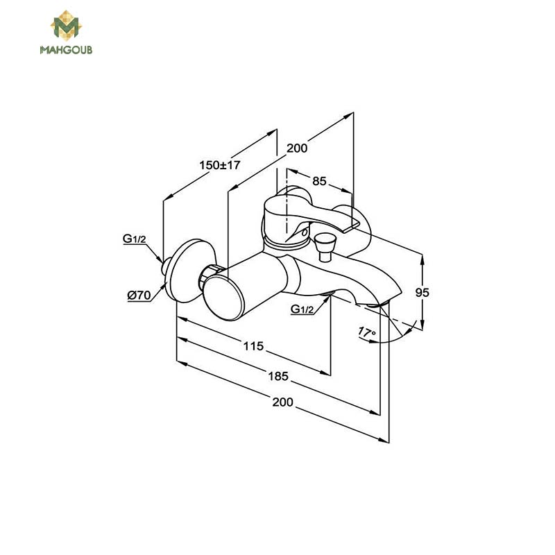 خلاط بانيو كلودي راك بيترا بالطابق  اسود 37002BK2 image number 1