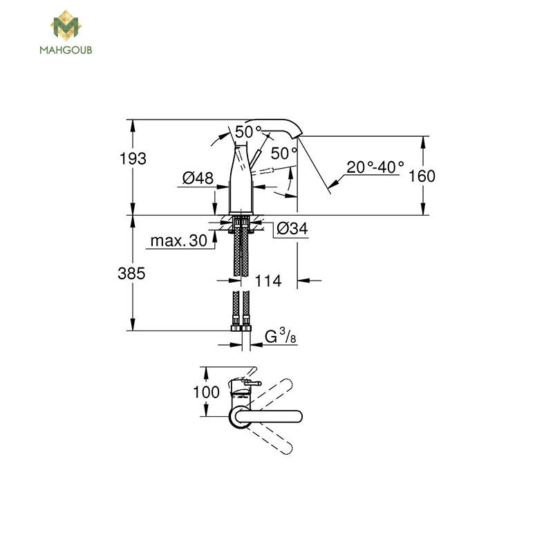 Basin Mixer Grohe Essence Hole Side Handle Faucet Without Pop Up Waste Black Matt 24176kf1 image number 1