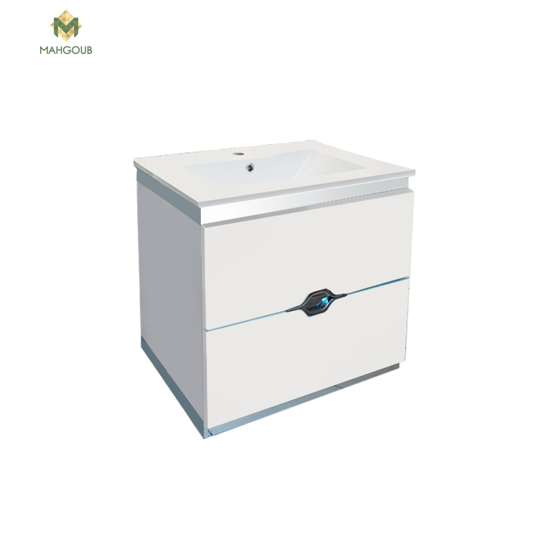 Unit 60 Cm 2 Drawers And Mirrors + Cupboard Without Basin White Md4000 image number 0