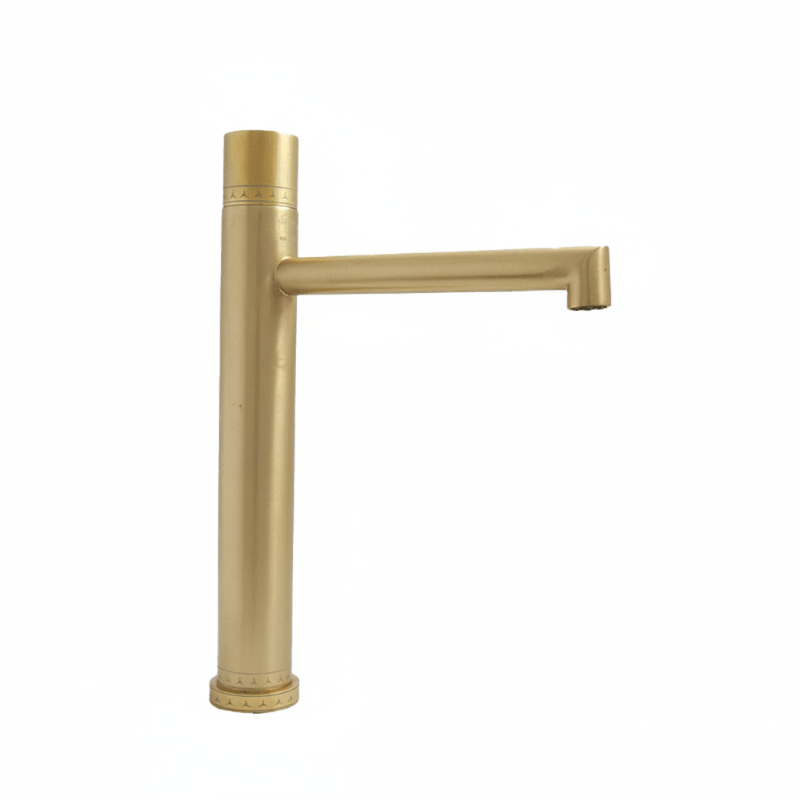 Basin mixer high round push button handle  gold image number 0