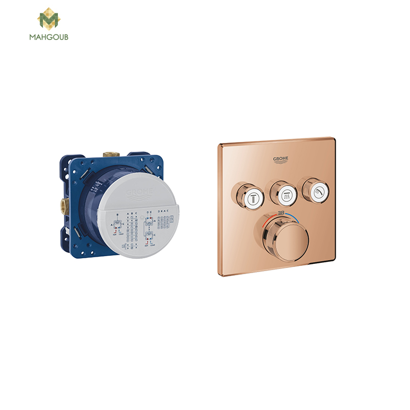 Buried shower mixer grohe grotherm smartcontrol square 3 output (with body) rose gold 29126da0+35600000 image number 0