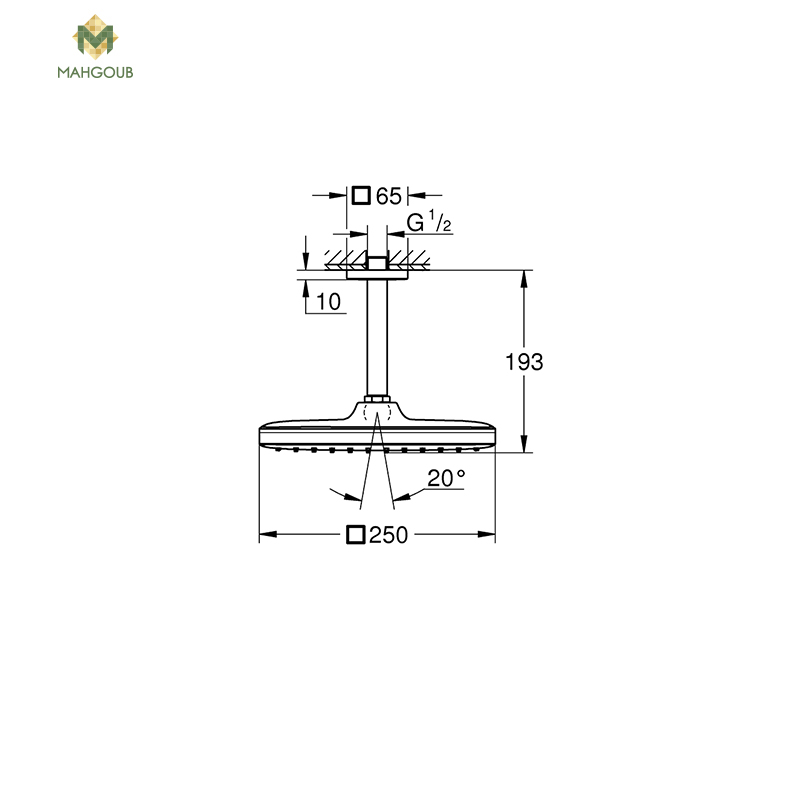 Shower head grohe tempesta 25 cm square, 14.2 cm barrel 25 cm black matt 266882430 image number 1