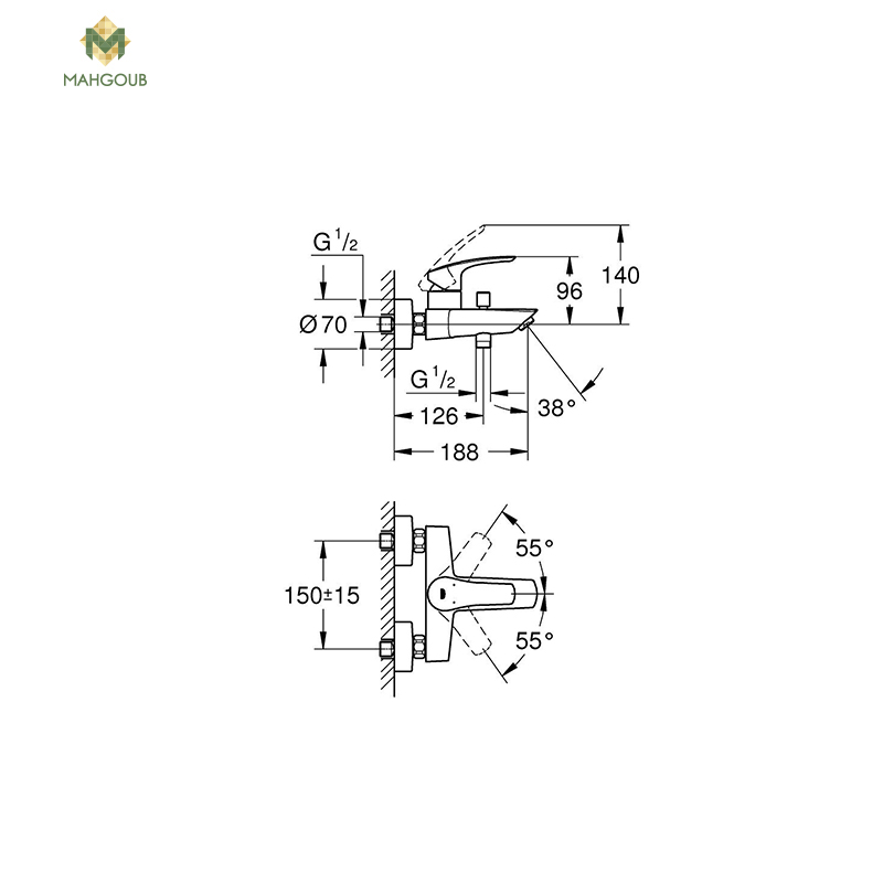 Shower mixer grohe eurosmart hand mixer black matt 333002433 image number 1