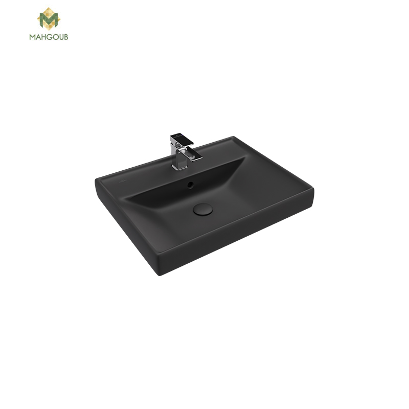 Basin For Furniture Unit VILLEROY & BOCH Fantichello with a mixer hatch 49.5 x 63.5 cm BLACK 5A476538